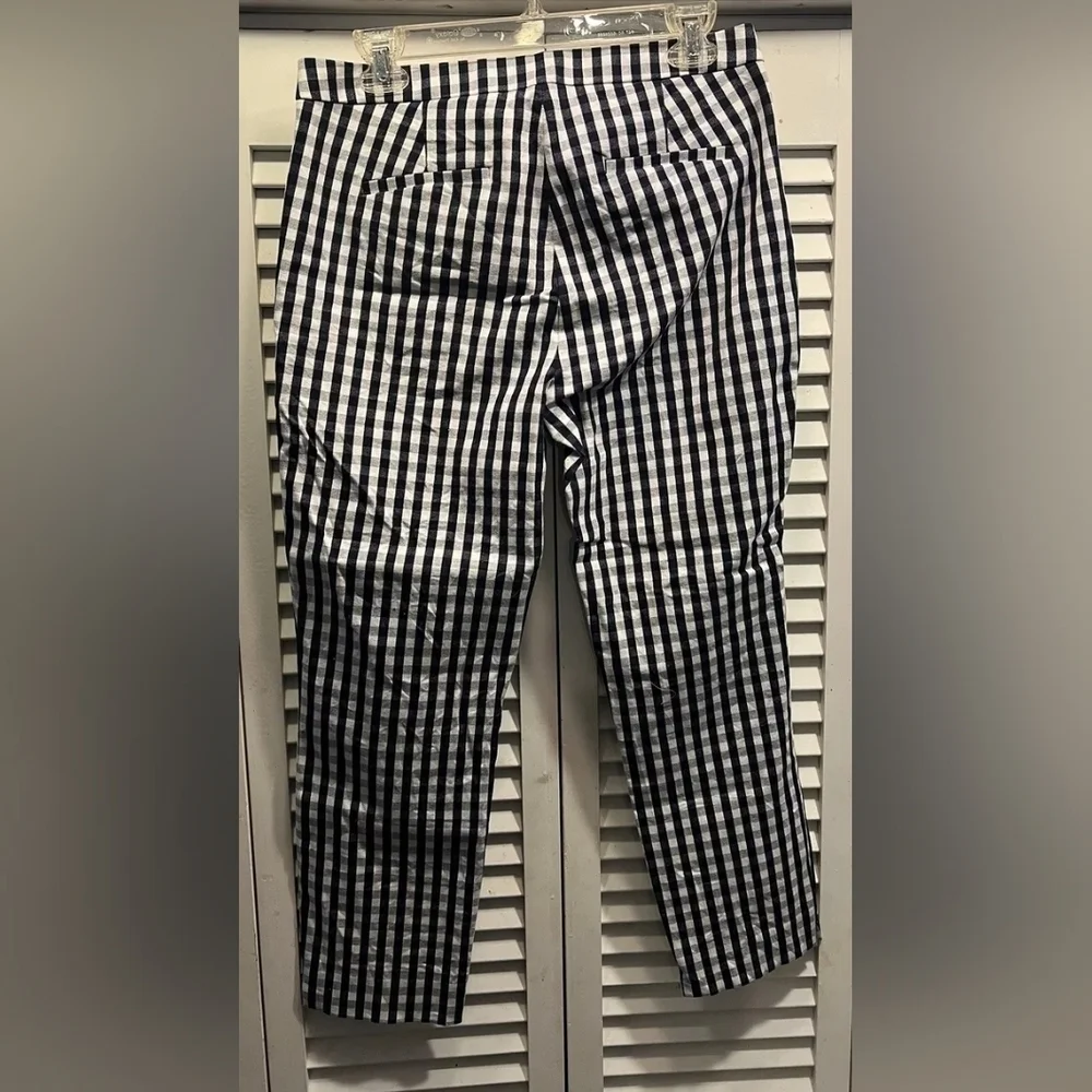 J Crew Womens Mattie Pants Size 0 Gingham Plaid Crop Cotton Blend